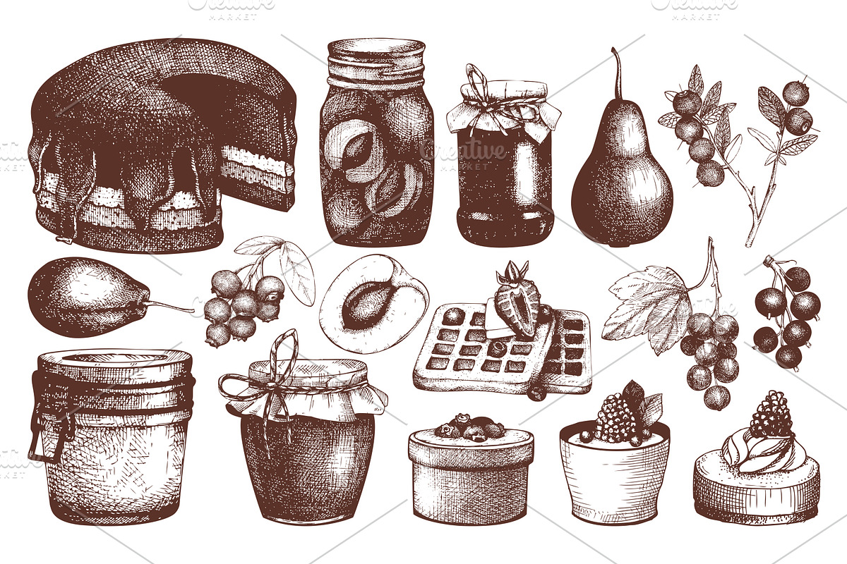 Fruit Cake & Berry Pie Collection, a Food Illustration by Yevheniia (Photo 3 of 8)