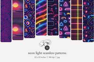 70 neon light seamless pattern, a Pattern Graphic by Poppy Lane Studio