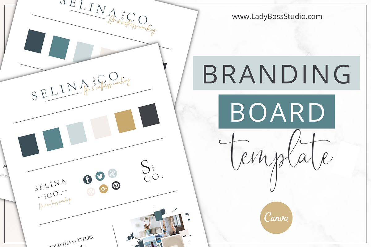 Branding Board Template Canva, a Branding & Logo Template by Lady Boss ...