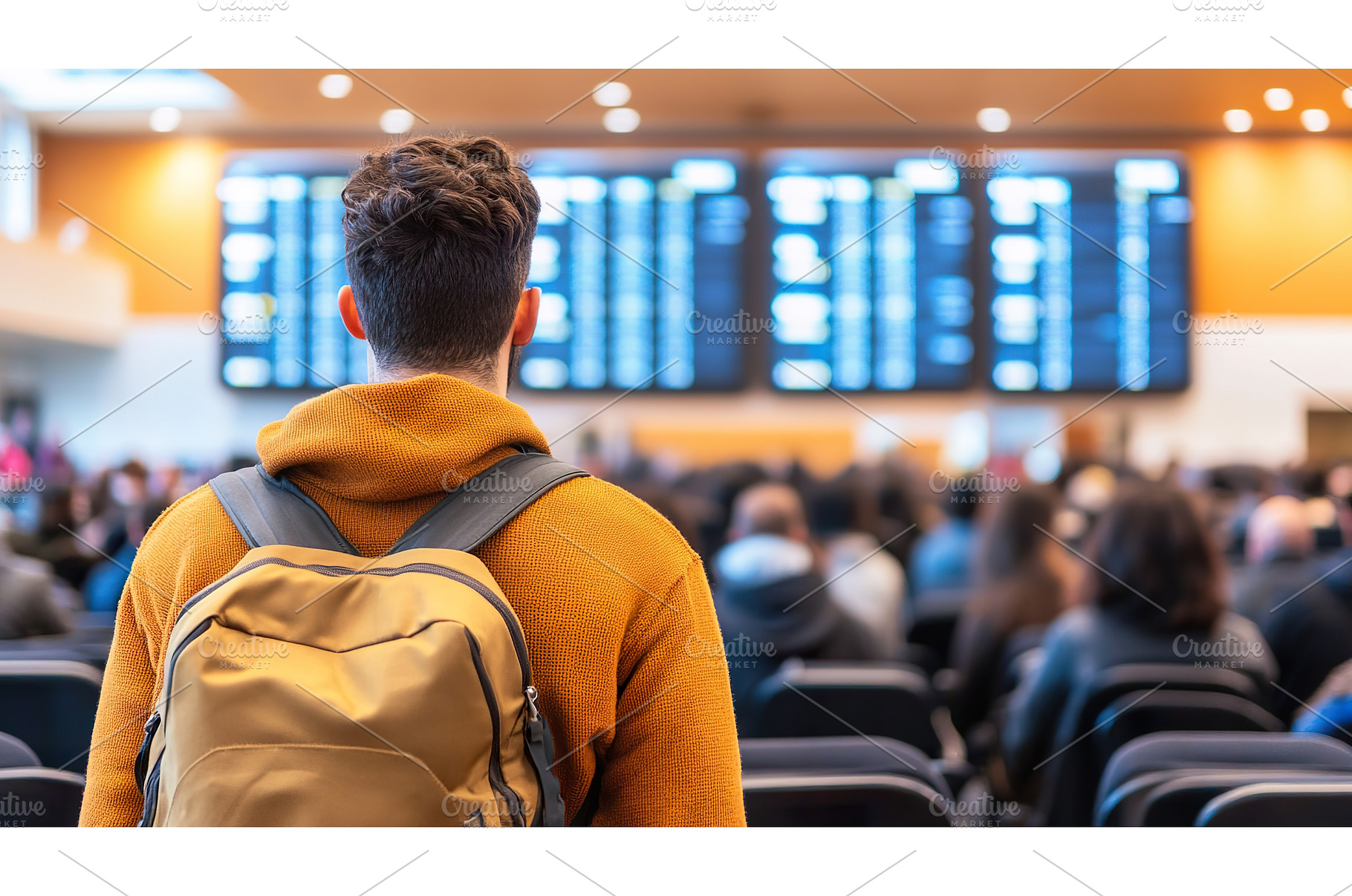 Solo traveler gazes at flight, a Transportation Photo by Lermont51