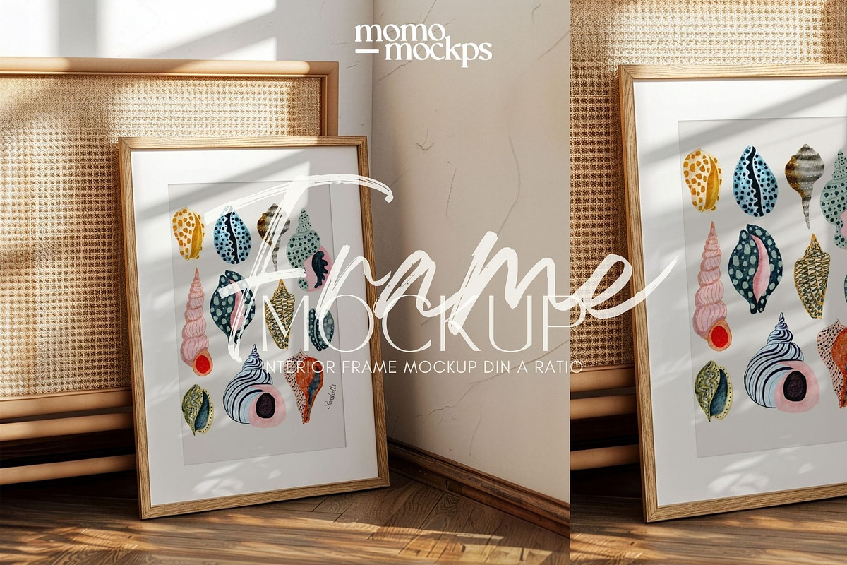 Retro Frame Mockup Leaning Poster, a Household Mockup by momomockps (Photo 1 of 9)