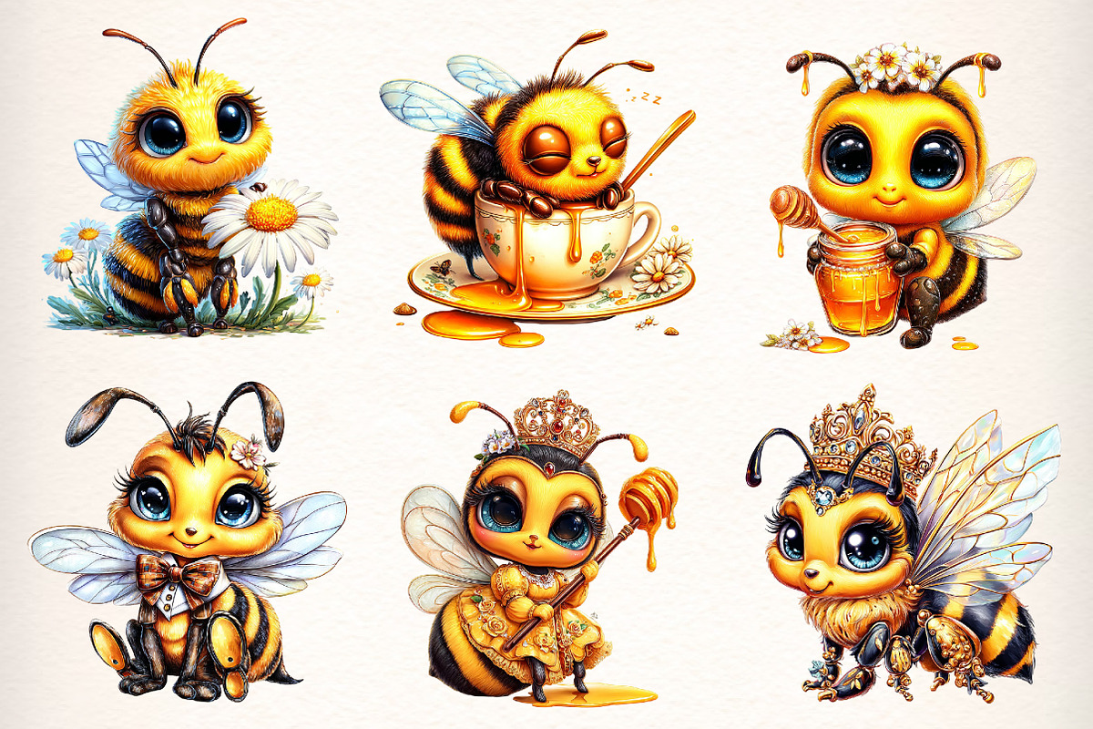 Sweet Bees Clipart, Cute Bee Clipart, an Illustration by Dream Creation (Photo 6 of 7)