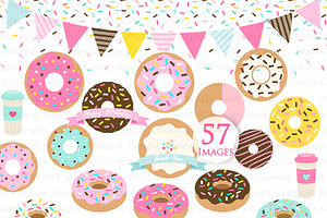 Yummy Donut Clipart Pattern Set