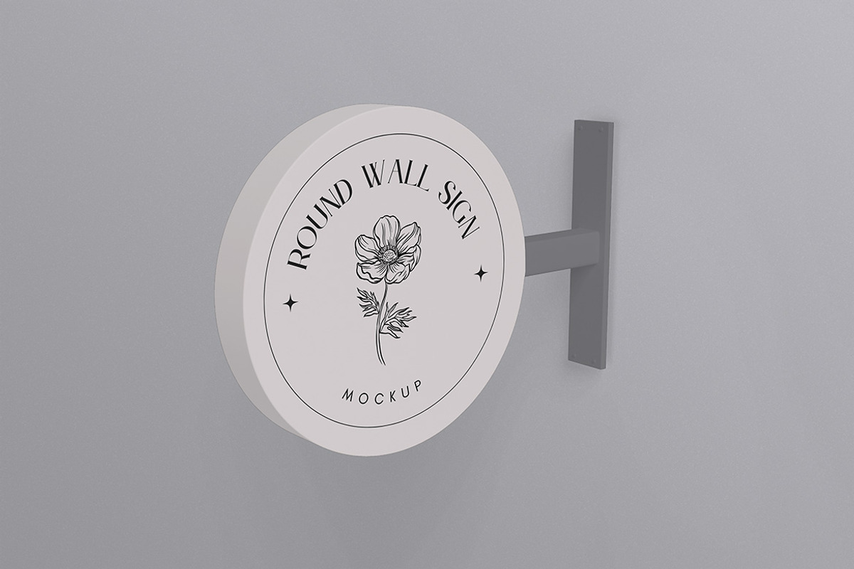 Round Wall Sign Mockup, an Advertising Mockup by xavier_studio (Photo 5 of 5)
