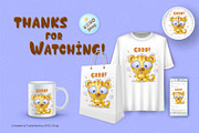 Cute Candy tiger. Tshirt, PNG., an Animal Illustration by KENO Mascots (Thumbnail 4 of 4)