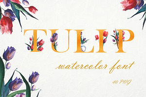 Floral Font. Tulips. PNG