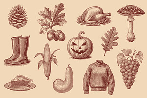 Vintage Autumn Illustrations