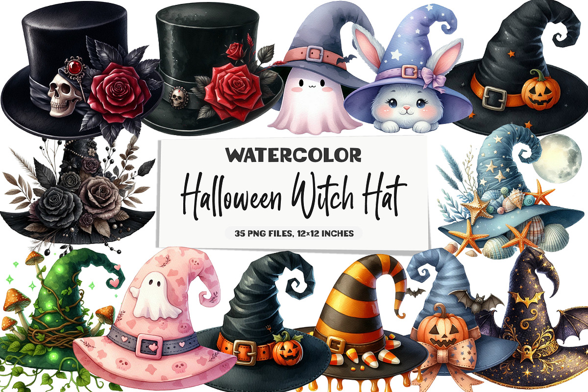 Halloween Witch Hat Sublimation Clip, an Icon by DreamArtGraphic (Photo 1 of 5)