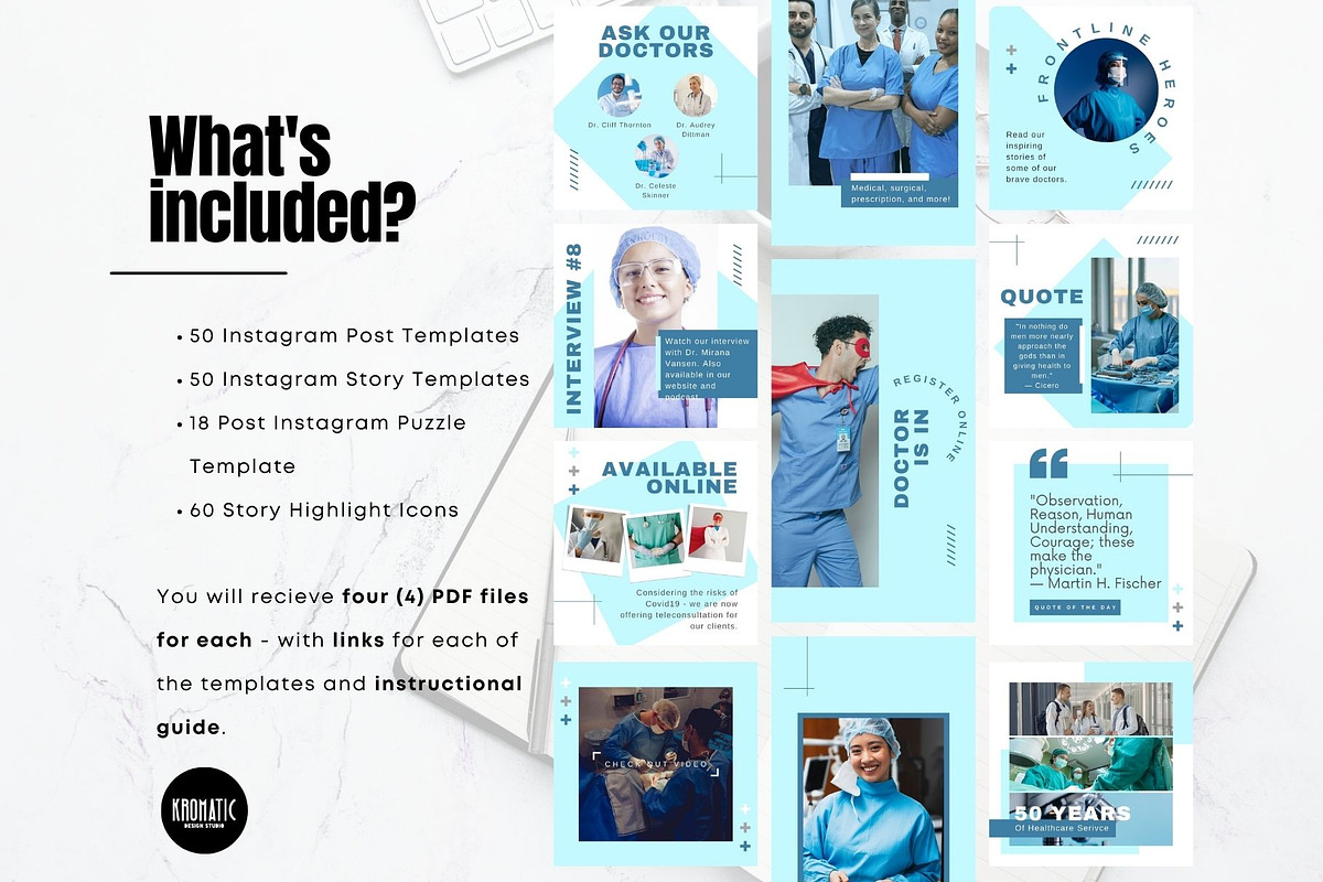 Medical Clinic Instagram Bundle, a Social Media Template by Kromatic Design Studio (Photo 6 of 10)