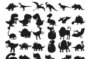 Dinosaur Outline & Silhouette Set 5