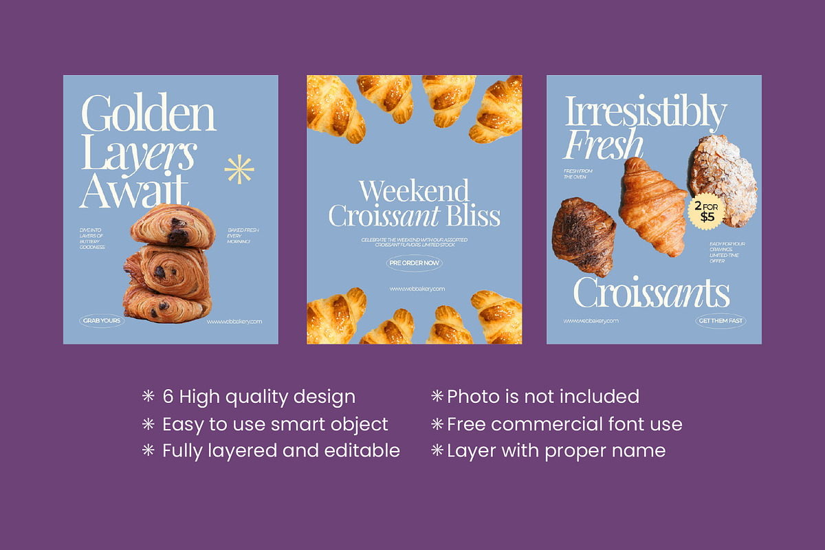 Bakery Croissant Instagram Template, a Social Media Template by adoestudio (Photo 2 of 3)