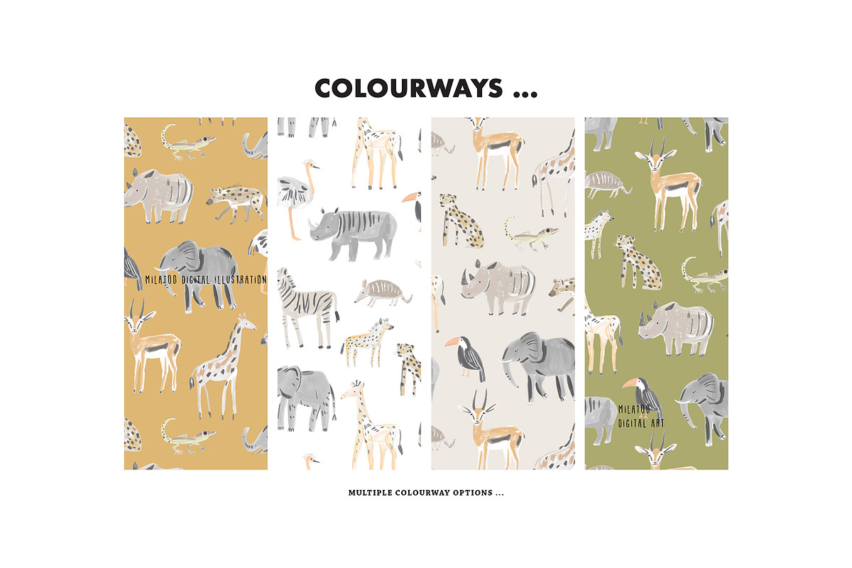 Nursery safari animals baby pattern, a Pattern Graphic by Milatoo (Photo 3 of 4)
