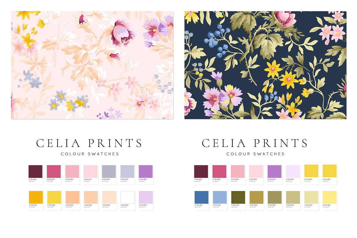 Celia Vintage Floral Seamless Prints, a Pattern Graphic by Pink Linen (Photo 5 of 13)