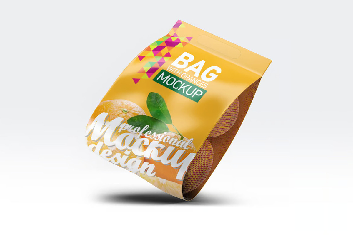 Bag with Oranges Mockup, a Packaging Mockup by Hubzway (Photo 4 of 7)