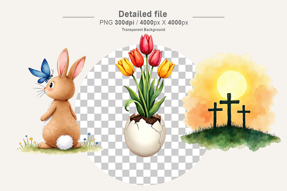 Watercolor Easter Clipart Elements, an Illustration by Artnoy (Photo 3 of 8)