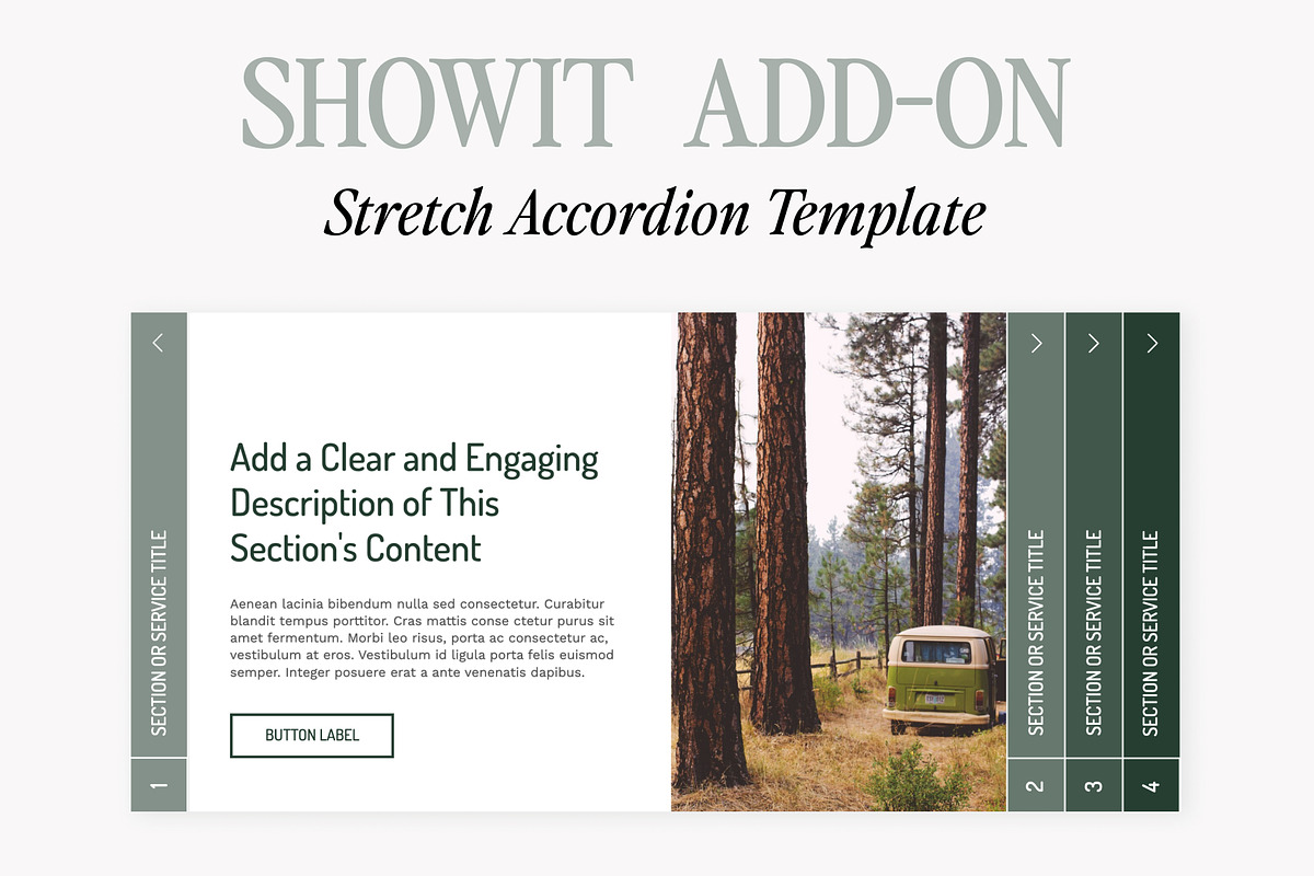 Stretch Accordion Showit Template, a Websites & App Template by Amanda Pena Design (Photo 1 of 6)