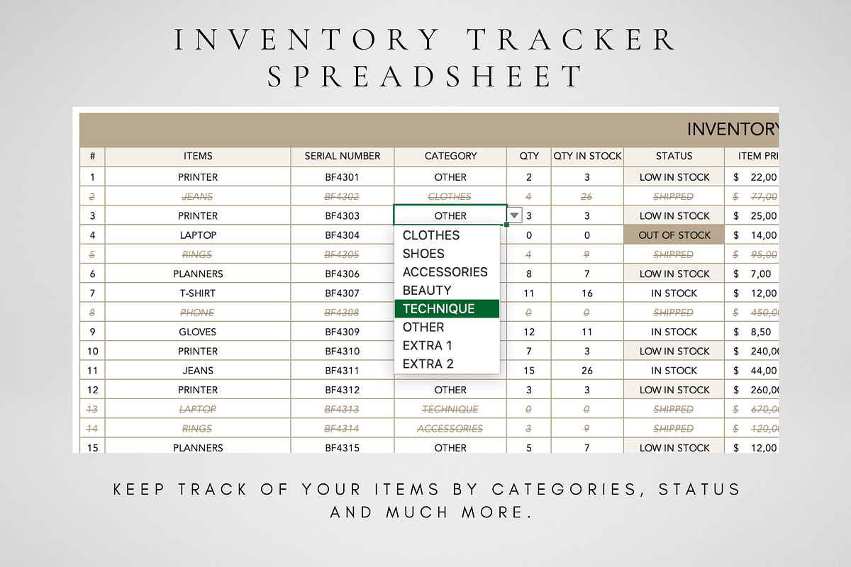 Digital Inventory Tracker Template, a Templates & Theme by BRANDcontent