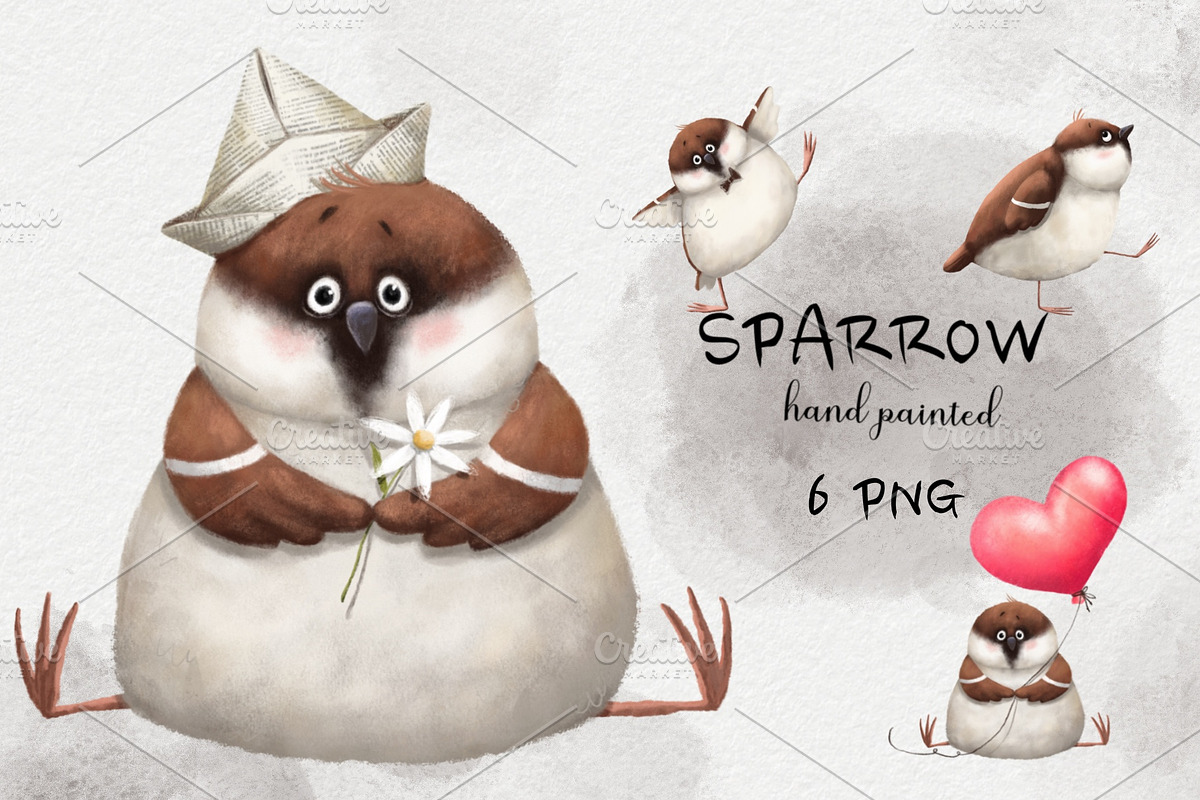 Birds. Sparrow, an Animal Illustration by sheincar (Photo 1 of 4)