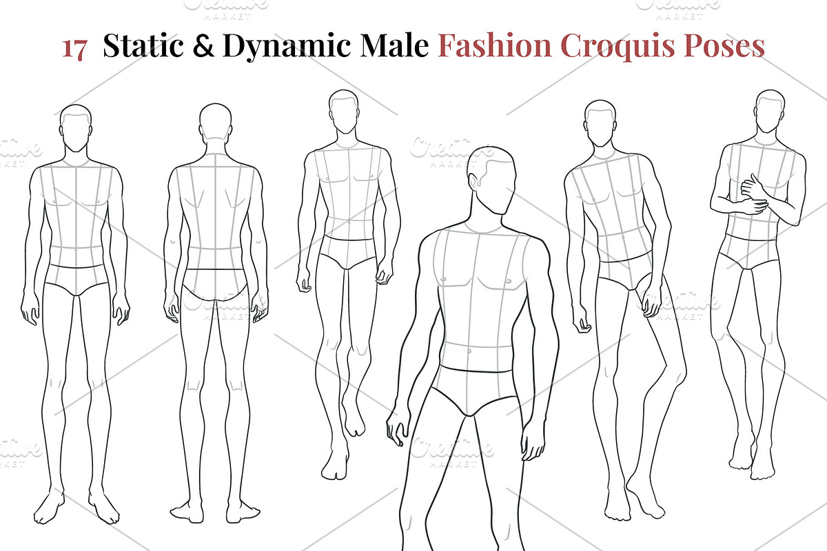 Male Fashion Figure Templates Bundle, a Person Illustration by Shorena Fashion Draws (Photo 2 of 9)