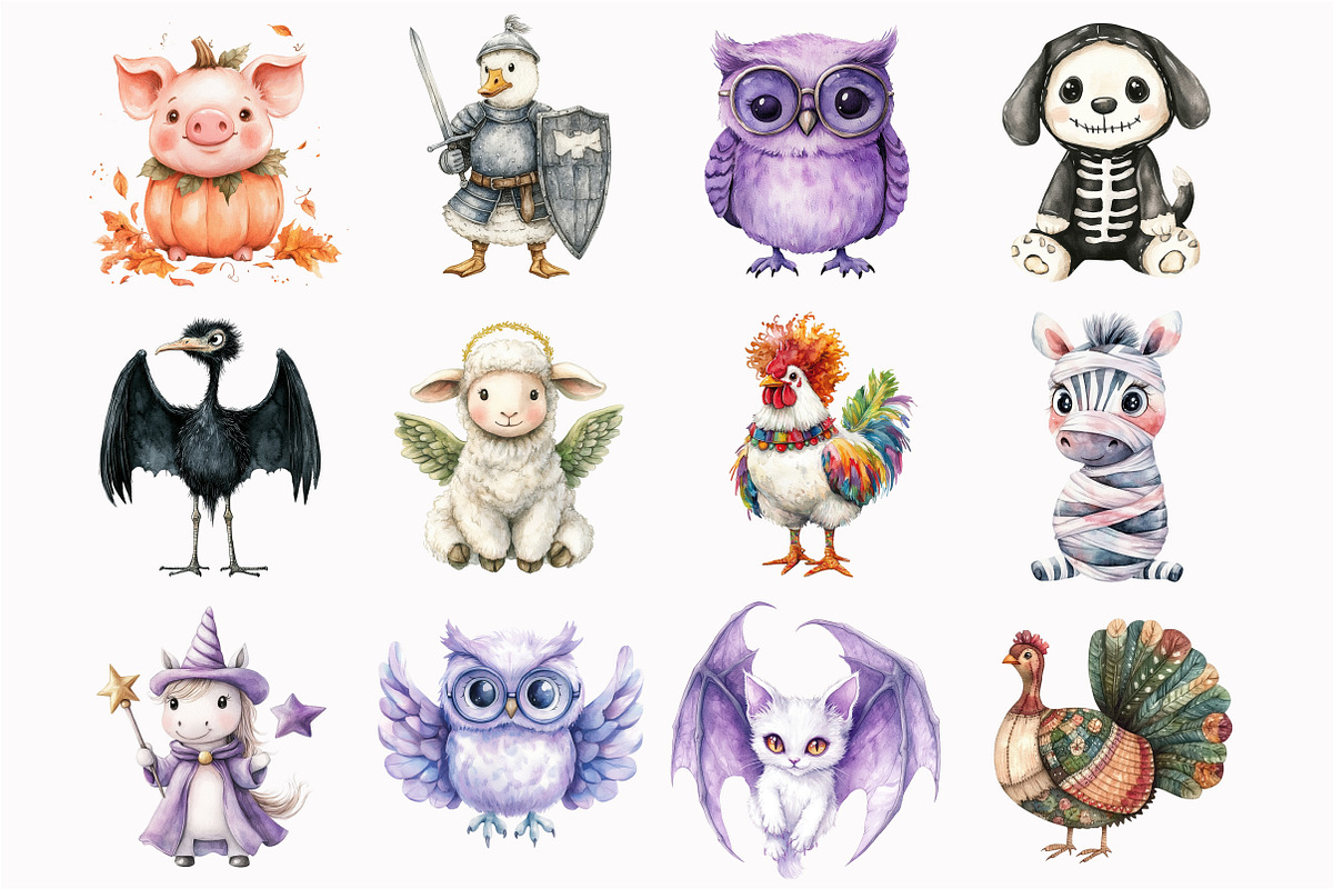 Halloween Farm Animal Clipart, a Seasonal Illustration by Design Market (Photo 4 of 4)
