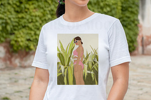 Bella Modeled White Tshirt Mockup