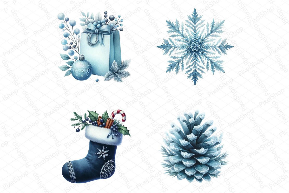 Christmas Blue Clipart PNG, an Illustration by DreamPrint404 (Photo 3 of 4)