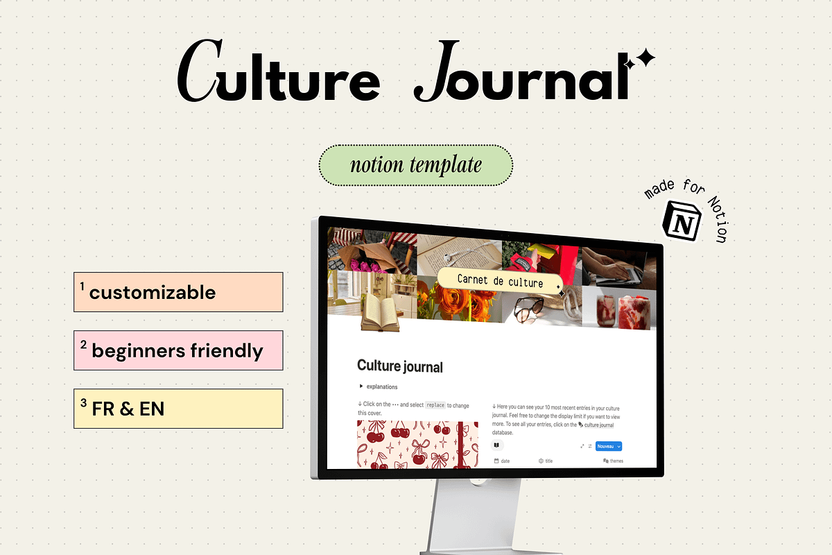 Culture journal - Notion template preview 2
