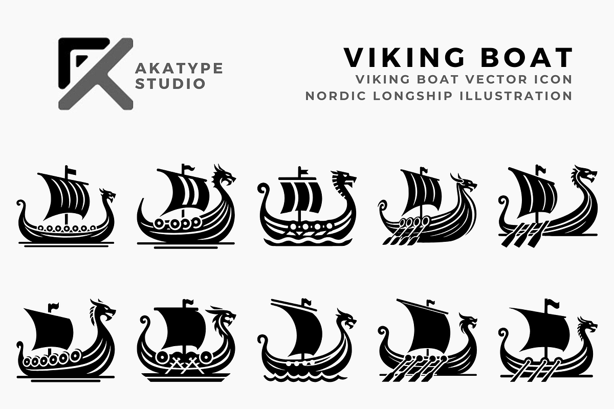 Viking Boat Icon Vector, a Solid Icon by Akatype Studio (Photo 1 of 3)