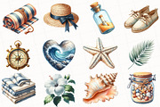Summer Coastal Serenity Clipart, an Illustration by OK Design (Thumbnail 5 of 5)