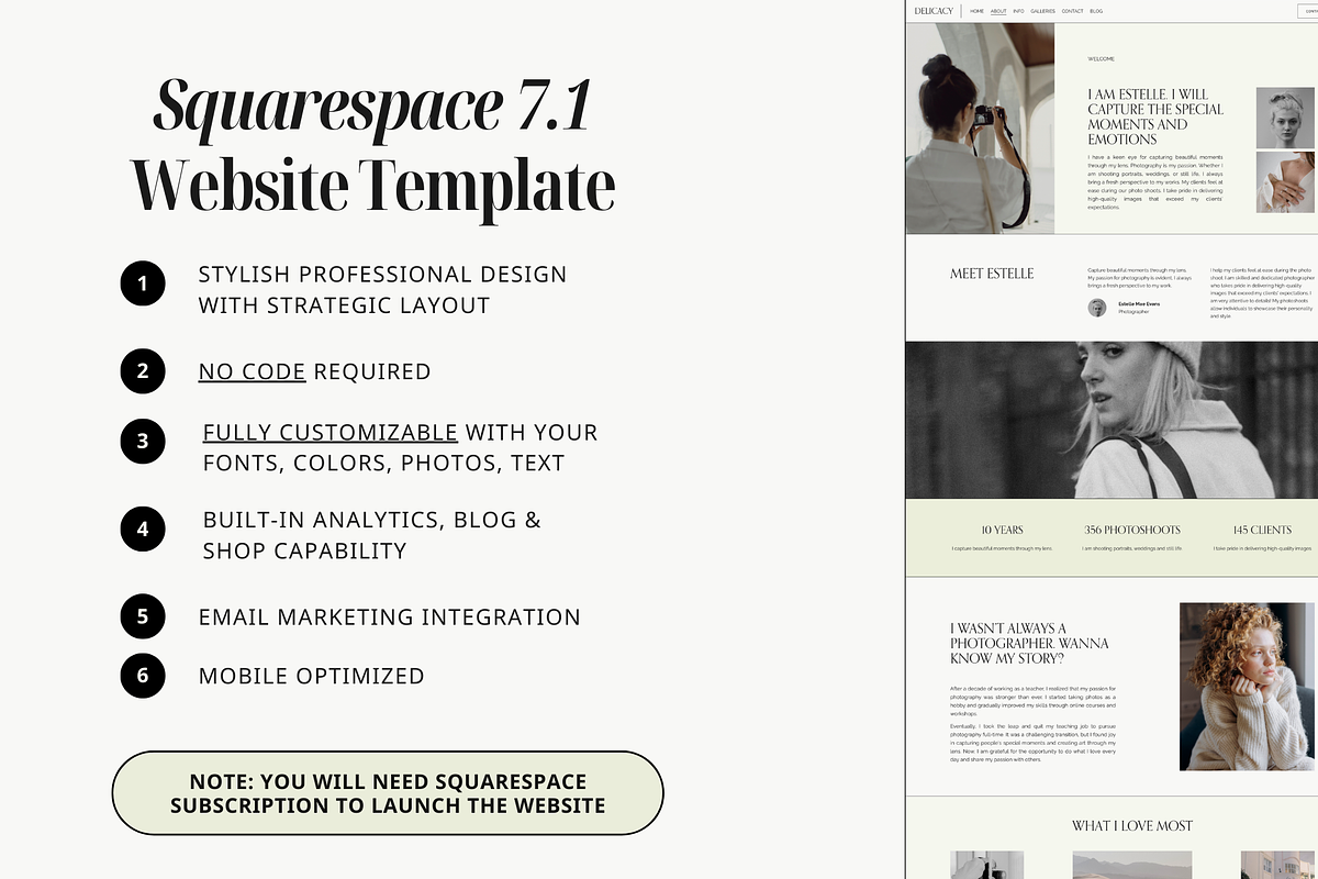 Photographer Squarespace Template, a Squarespace Template by Eden Origin Studio (Photo 7 of 11)