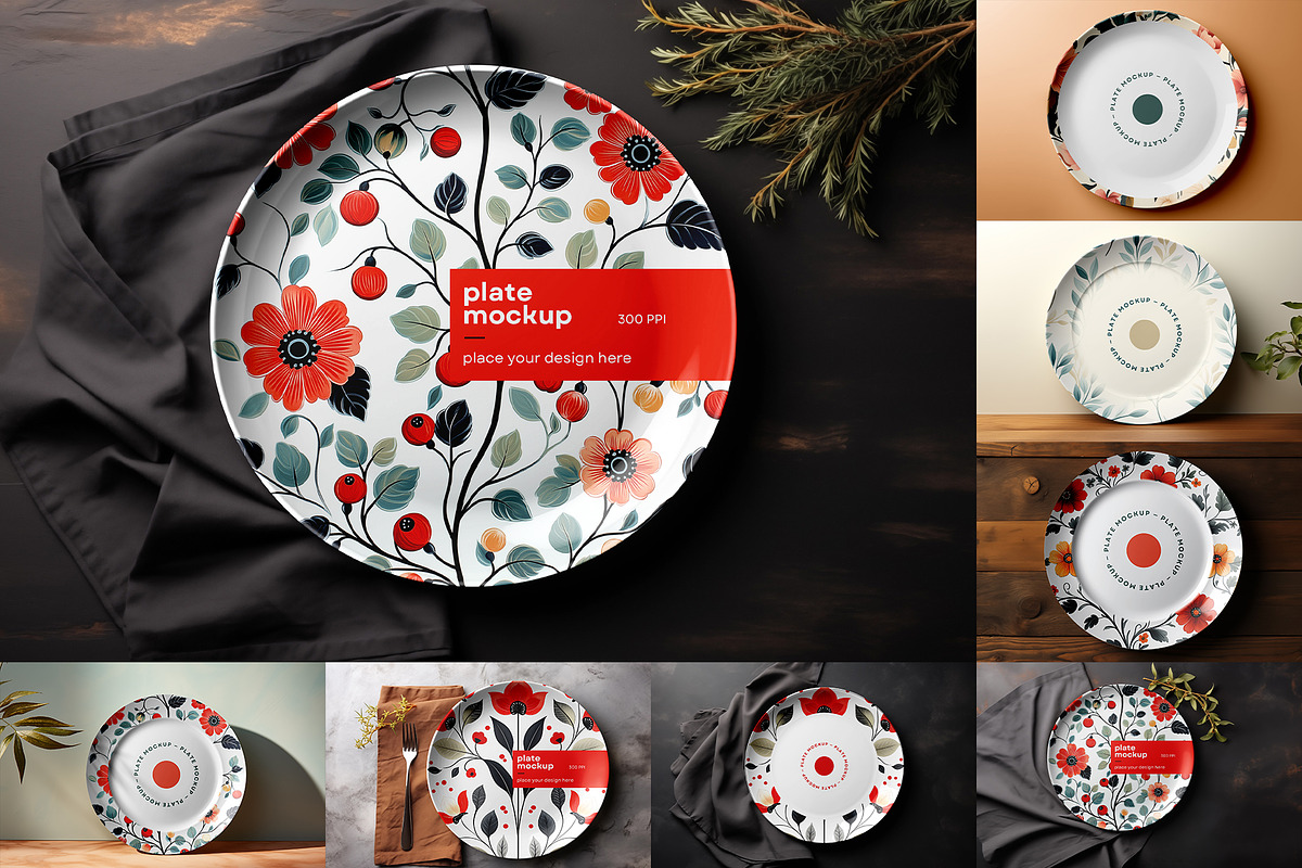 Ceramic Plate Mockup, a Merchandise Mockup by dpi (Photo 1 of 10)