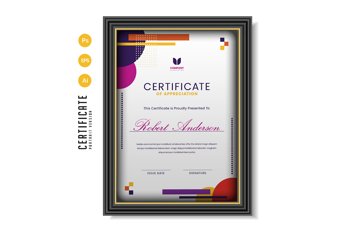 549. Modern Certificate Template, a Stationery Template by CreativeRezwan (Photo 3 of 3)