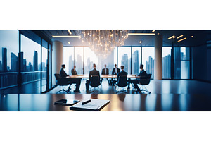 A high-end meeting room with, a Business Photo by Igor Tichonow
