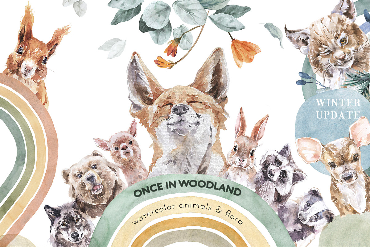 Boho Watercolor Animals & Rainbows, an Animal Illustration by Cat In Colour (Photo 1 of 12)