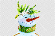 Funny Santas Clipart Watercolor, a Decorative Illustration by ElephantArts (Thumbnail 5 of 10)