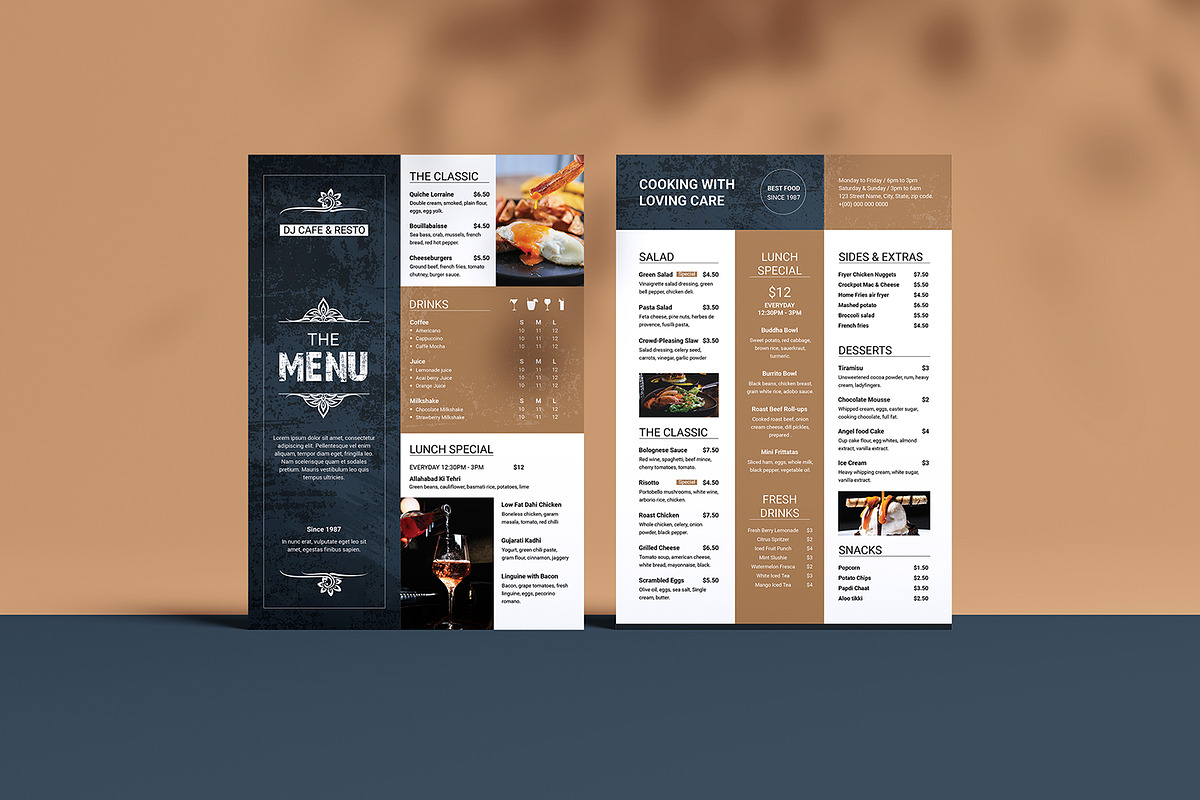 Modern Restaurant Menu Flyer, a Flyer Template by retrographix