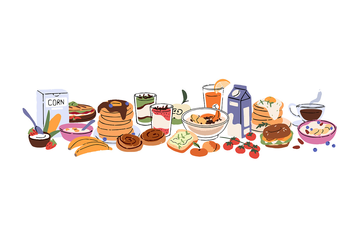 Healthy breakfast food set, template, a Food Illustration by PaperTrident (Photo 4 of 5)