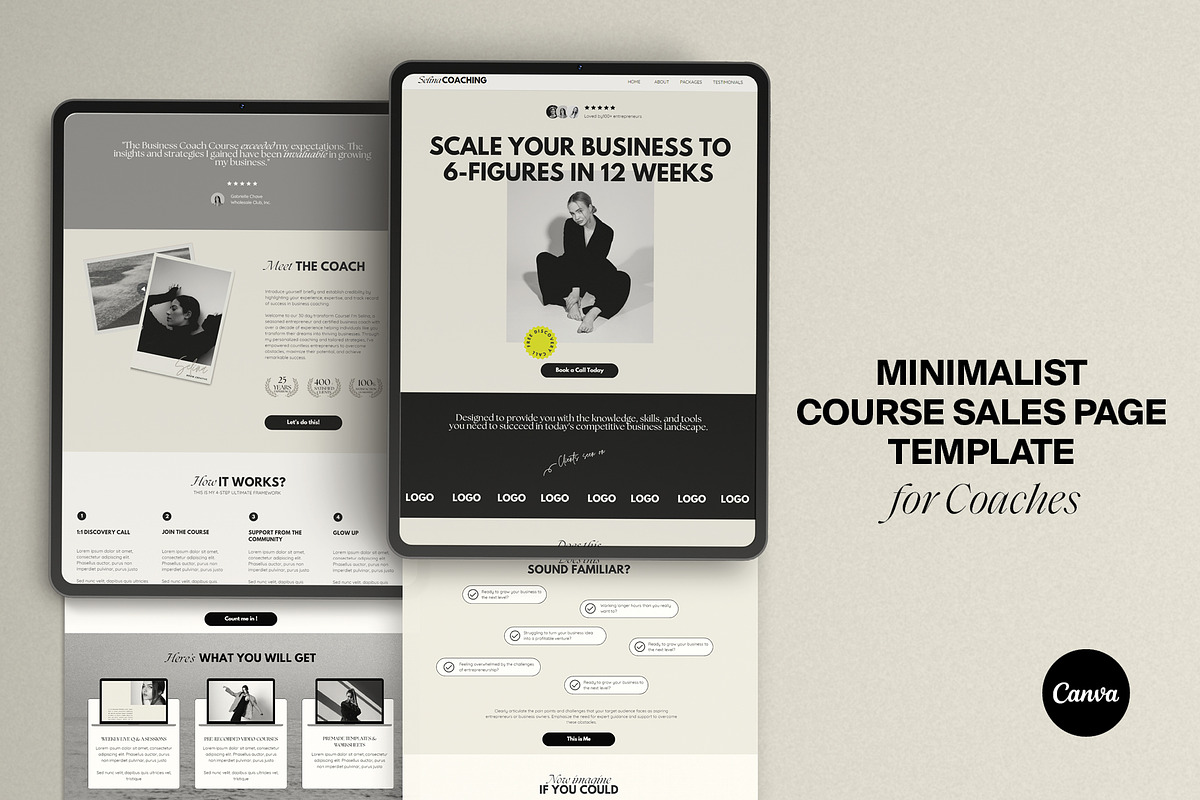 Minimal Landing Page Template Canva, a Landing Page Template by Row Creative (Photo 4 of 9)