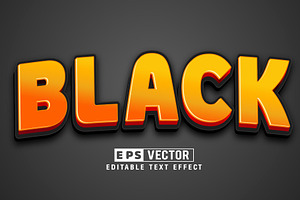 Black 3d Editable Text Effect Vector