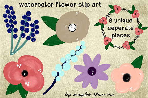 Painted Flower Clip Art preview 3