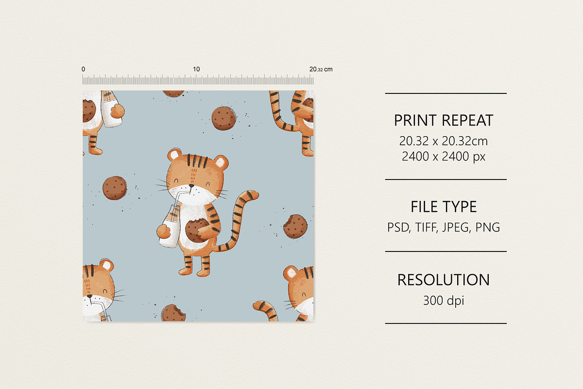 Tiger and cookies, a Pattern Graphic by Olena Kuznietsova (Photo 4 of 8)