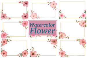 Pink Floral Watercolor Frames, an Illustration by Amazin_art