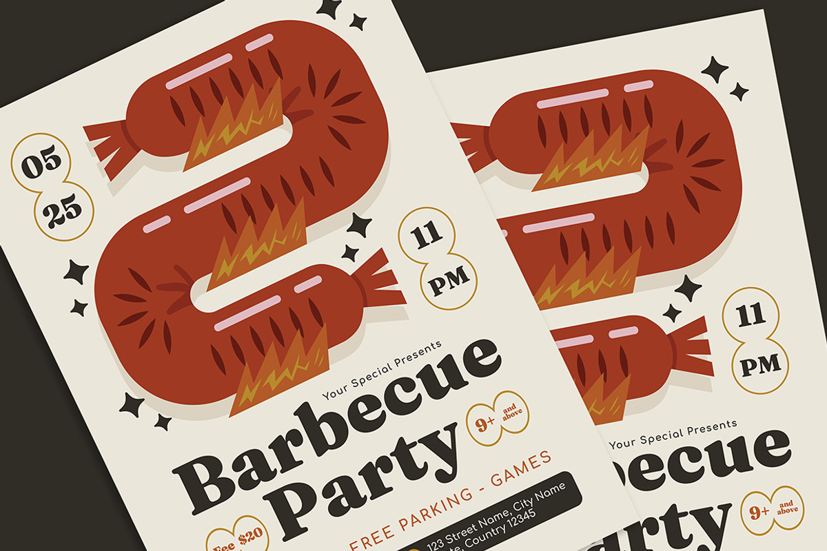 Modern BBQ Night Flyer, a Flyer Template by Gumico Studio. (Photo 3 of 3)