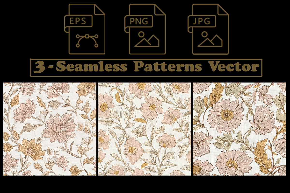 Soft Pastel Floral Motif Patterns, a Pattern Graphic by one-touch (Photo 2 of 9)