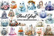 Halloween Floral Ghost Clipart, an Illustration by Daily.Designs (Thumbnail 1 of 5)
