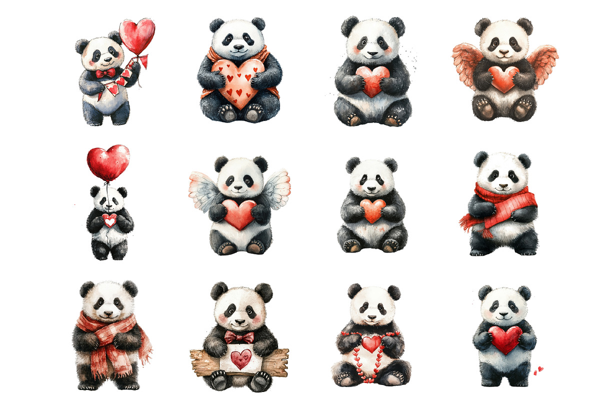 Valentine Panda Red Heart, an Illustration by Design Market (Photo 2 of 3)