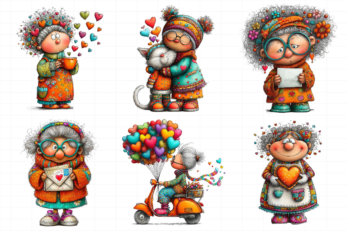 Whimsical Valentines Grandma Clipart, an Illustration by Daily.Designs (Photo 5 of 7)