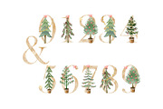 Watercolor Christmas trees clipart., a Decorative Illustration by TaPilipa (Thumbnail 6 of 8)