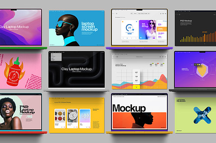 Laptop Mockup - 12 Clay MacBook, a Mac Mockup by Avelina Studio