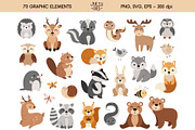 Woodland Animals Clipart, an Animal Illustration by JulzaArt (Thumbnail 2 of 7)
